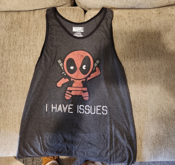 Marvel Men's Dark Gray Deadpool Tank Top - Picture 1 of 4